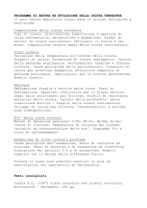 PROGRAMMA DI NATURA ED EVOLUZIONE DELLA CROSTA