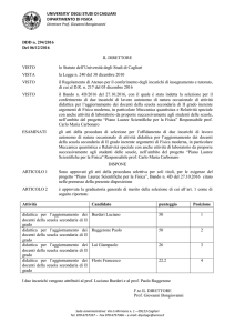 UNIVERSITA` DEGLI STUDI DI CAGLIARI DIPARTIMENTO DI