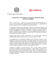 vodafone e universita` di padova insieme per il master cofridip