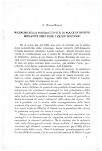 RICERCHE SULLA RADIOATTIVITÀ DI ROCCE INTRUSIVE