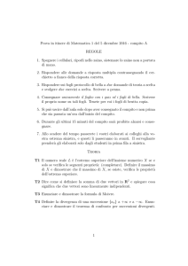Prova in itinere di Matematica 1 del 5 dicembre 2016