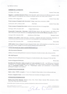 ESPERIENZE LAVORATIVE Dn Giugno 2014 a oggi Libero