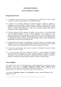 MACROECONOMIA Prof.ssa Eleonora Cavallaro Programma del