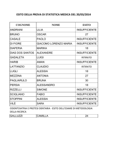 ESITO DELLA PROVA DI STATISTICA MEDICA DEL 20/03/2014