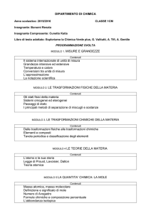 DIPARTIMENTO DI CHIMICA MODULO 1. MISURE E GRANDEZZE