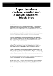 Expo: tensione corteo, vandalismo e insulti studenti