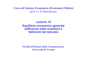 Corso di Scienza Economica (Economia Politica) prof. G. Di