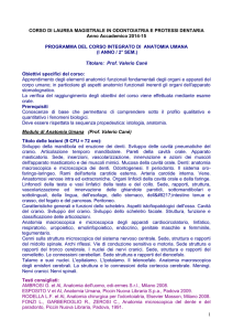 Anatomia Umana - CdL in Odontoiatria e Protesi Dentaria