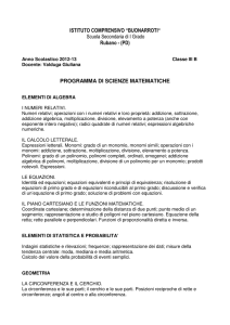 PROGRAMMA DI SCIENZE MATEMATICHE