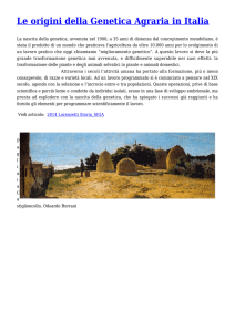 Le origini della Genetica Agraria in Italia