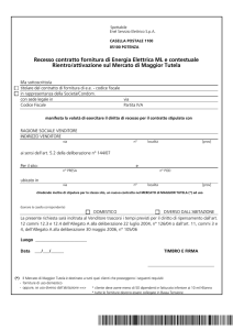 Recesso contratto fornitura di Energia Elettrica ML e contestuale