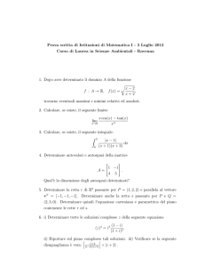Prova scritta di Istituzioni di Matematica I