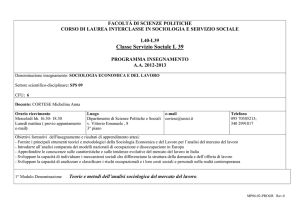 L 39 Servizio Sociale Cortese Sociologia economica e del lavoro