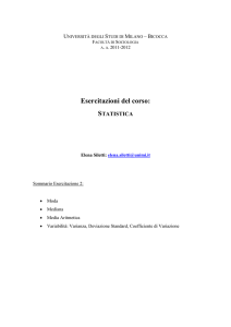 Esercitazioni del corso: STATISTICA