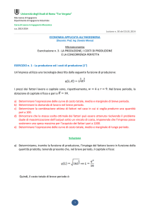 ESERCIZI DI MICROECONOMIA