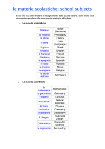 le materie scolastiche: school subjects