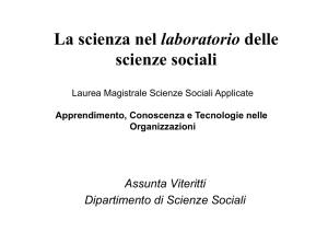La scienza nel laboratorio delle scienze sociali Assunta Viteritti