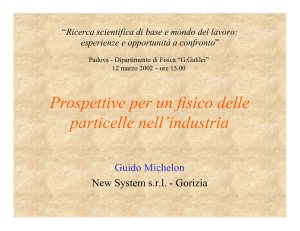 Prospettive per un fisico delle particelle nell`industria