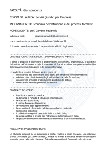 FACOLTÀ: Giurisprudenza CORSO DI LAUREA: Servizi