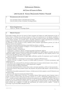 Ordinamento Didattico - Corso di Laurea Triennale in Fisica e