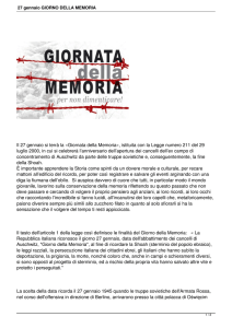 27 gennaio GIORNO DELLA MEMORIA