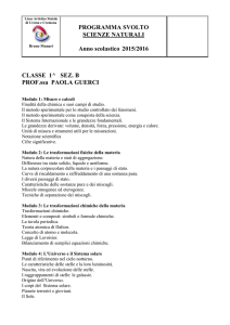 PROGRAMMA SVOLTO SCIENZE NATURALI Anno scolastico 2015