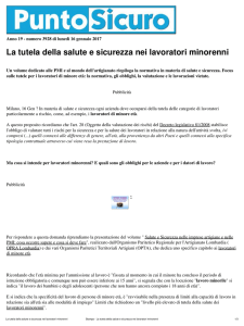 Stampa - La tutela della salute e sicurezza nei lavoratori minorenni