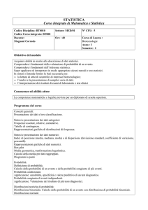 STATISTICA Corso Integrato di Matematica e Statistica