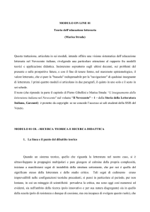 MODULO ON LINE 01 Teoria dell`educazione letteraria (Marisa