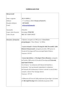 CURRICULUM VITAE Dati personali Nome e cognome