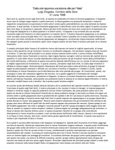 “Dalla crisi nipponica una lezione utile per l` Italia” Luigi Zingales