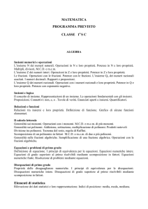 MATEMATICA PROGRAMMA PREVISTO CLASSE 1 S C  Elementi