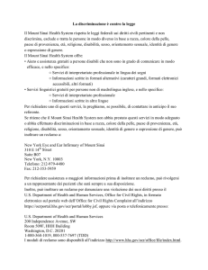 La discriminazione è contro la legge Il Mount Sinai Health System