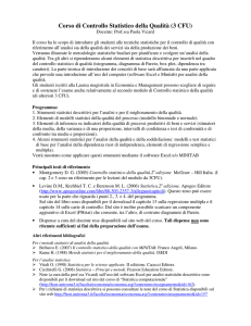 Corso di Controllo Statistico della Qualità (3 CFU)