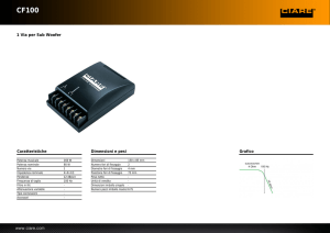 1 Via per Sub Woofer Caratteristiche Dimensioni e pesi