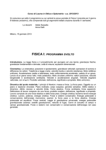 FISICA I: PROGRAMMA SVOLTO