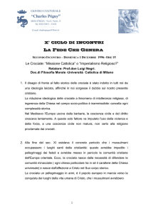 X° CICLO DI INCONTRI Le Crociate: “Missione