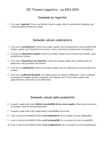 logaritmi, sul calcolo combinatorio e delle probabilità