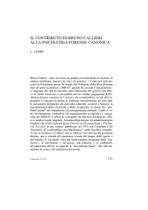 IL CONTRIBUTO DI BRUNO CALLIERI ALLA PSICHIATRIA