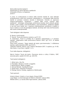 Storia delle teoriche teatrali 2 Dipartimento di storia dell`arte e