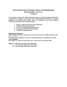 ISTITUZIONI DI ECONOMIA DEGLI INTERMEDIARI FINANZIARI 1