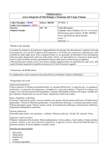 FISIOLOGIA corso integrato di Morfologia e Funzione del Corpo