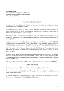 CV di Roberto Sani - Giù le Mani dai Bambini