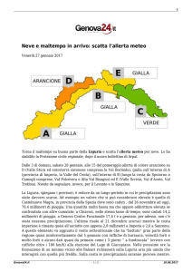 Neve e maltempo in arrivo: scatta l`allerta meteo