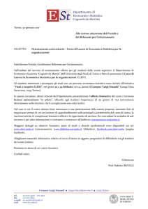 Torino, 30 gennaio 2017 Alla cortese attenzione del Preside e del