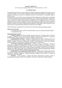 RICERCA OPERATIVA (Corso di Laurea in Ingegneria Informatica