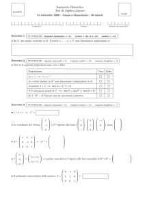 Ingegneria Biomedica Test di Algebra Lineare