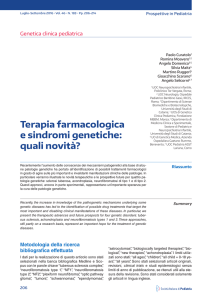 Terapia farmacologica e sindromi genetiche: quali novità?