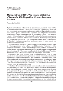 Menna, Mirko (2009). Vite vissute di Gabriele d`Annunzio