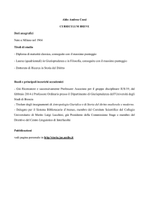 - Dottore di Ricerca Ricerca in Storia del Diritto Italiano con